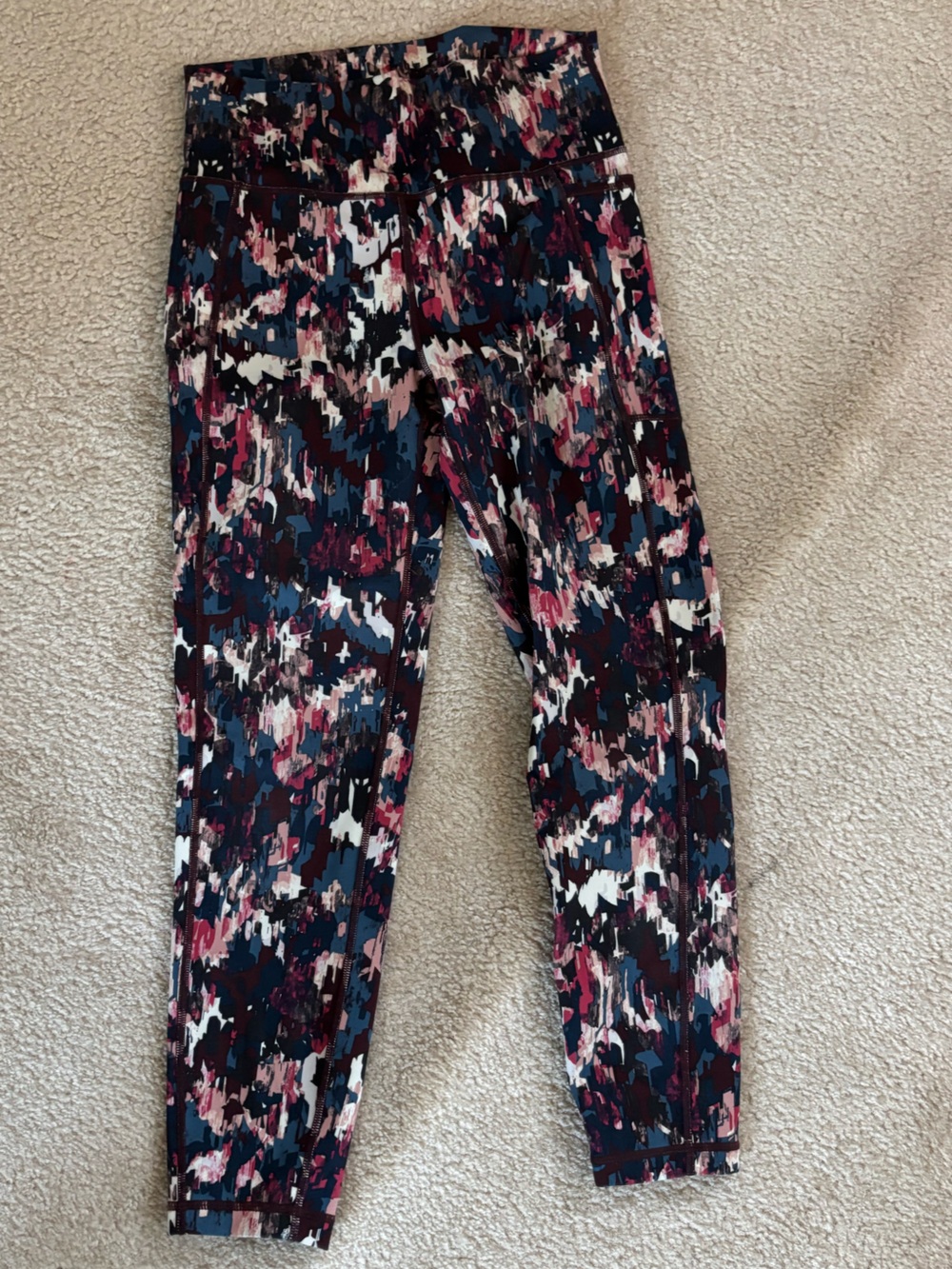 Sweaty Betty Abstract Print Leggings in Navy and Pink